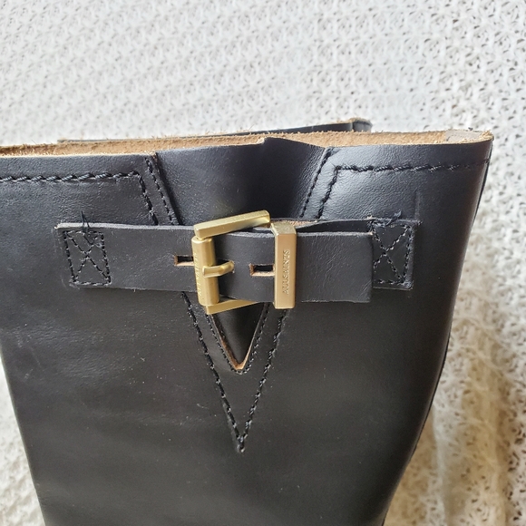AllSaints Leather Knee High Marisa Biker Boot Size 39/9 - Picture 4 of 7